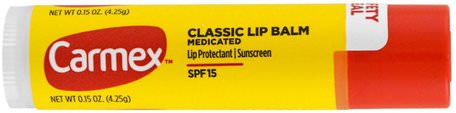 Classic Lip Balm, Medicated SPF 15.15 oz (4.25 g) by Carmex-Bad, Skönhet, Läppvård, Läppbalsam