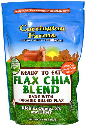 Ready To Eat, Organic Flax Chia Blend, 12 oz (340 g) by Carrington Farms-Kosttillskott, Linfrö, Efa Omega 3 6 9 (Epa Dha), Chia Frön