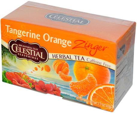 Herbal Tea, Caffeine Free, Tangerine Orange Zinger, 20 Tea Bags, 1.7 oz (47 g) by Celestial Seasonings-Himmelska Kryddor, Mat, Örtte