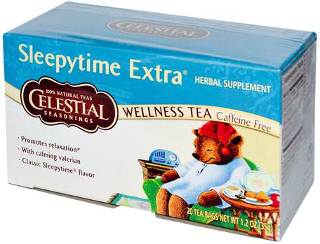 Wellness Tea, Sleepytime Extra, Caffeine Free, 20 Tea Bags, 1.2 oz (35 g) by Celestial Seasonings-Himmelska Kryddor, Himmelska Kryddor Sleepytime Te, Himmelska Kryddor Wellness Te