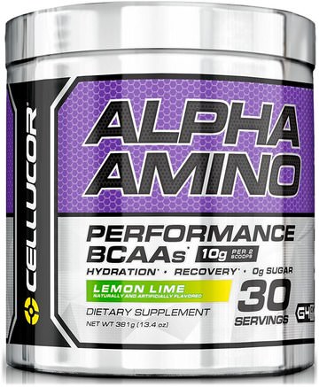 Alpha Amino. Performance BCAAs, Lemon Lime, 13.4 oz (381 g) by Cellucor-Kosttillskott, Aminosyror, Bcaa (Förgrenad Aminosyra)