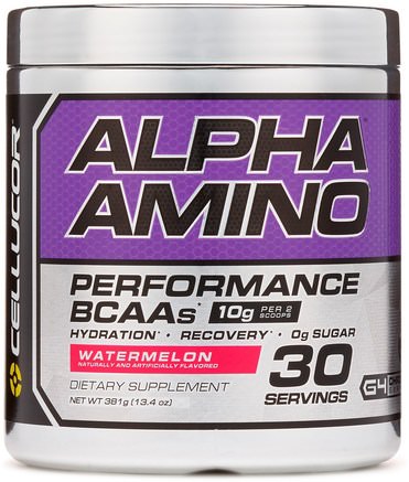 Alpha Amino, Performance BCAAs, Watermelon, 13.4 oz (381 g) by Cellucor-Kosttillskott, Aminosyror, Bcaa (Förgrenad Aminosyra)