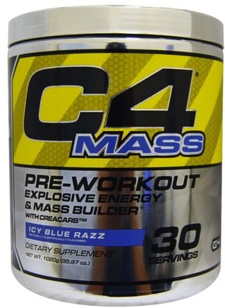C4 Mass, Pre-Workout Explosive Energy & Mass Builder, Icy Blue Razz, 1020 g (35.97 oz) by Cellucor-Sport, Kreatin, Träning