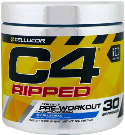 C4 Ripped Explosive, Pre-Workout, Icy Blue Razz, 6.3 oz (180 g) by Cellucor-Hälsa, Energi, Sport