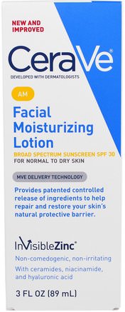 AM Facial Moisturizing Lotion, SPF 30, 3 fl oz (89 ml) by CeraVe-Skönhet, Ansiktsvård, Solskyddsmedel, Spf 30-45