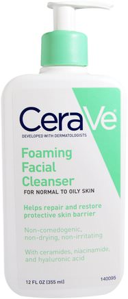 Foaming Facial Cleanser, 12 fl oz (355 ml) by CeraVe-Skönhet, Ansiktsvård, Ansiktsrengöring, Hudtyp Combo Till Fet Hud