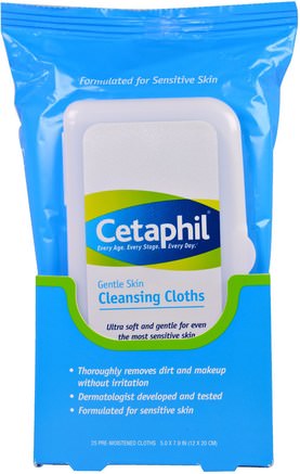 Gentle Skin Cleansing Cloths, 25 Pre-Moistened Cloths, 5.0 x 7.9 (12 x 20 cm) by Cetaphil-Skönhet, Ansiktsvård, Ansiktsservetter