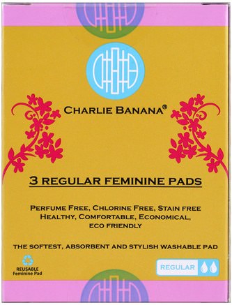 Regular Feminine Pads, Floralie, 3 Pads by Charlie Banana-Hälsa, Kvinnor