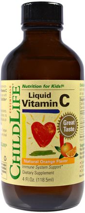 Essentials, Liquid Vitamin C, Natural Orange Flavor, 4 fl oz (118.5 mL) by ChildLife-Barns Hälsa, Kosttillskott Barn