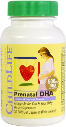 Prenatal DHA, Natural Lemon Flavor, 500 mg, 30 Soft Gel Capsules by ChildLife-Kosttillskott, Efa Omega 3 6 9 (Epa Dha), Dha, Epa, Hälsa, Graviditet