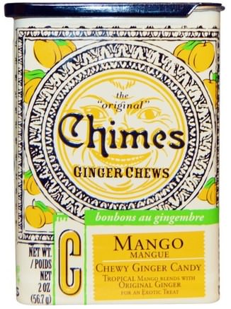 Ginger Chews, Mango, 2 oz (56.7 g) by Chimes-Mat, Mellanmål, Godis