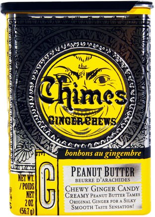Ginger Chews, Peanut Butter, 2 oz (56.7 g) by Chimes-Mat, Mellanmål, Godis
