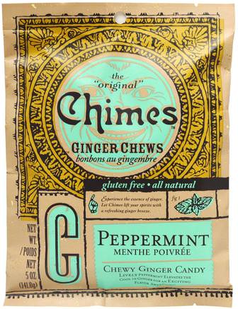 Ginger Chews, Peppermint, 5 oz (141.8 g) by Chimes-Mat, Mellanmål, Godis