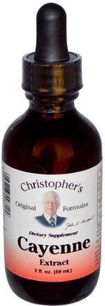 Cayenne Extract, 2 fl oz (59 ml) by Christophers Original Formulas-Örter, Cayennepeppar (Capsicum)