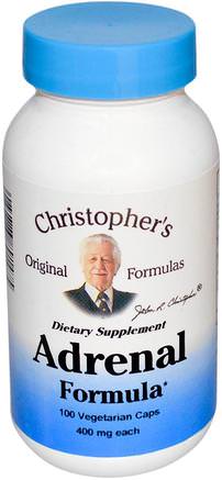 Adrenal Formula, 400 mg, 100 Veggie Caps by Christophers Original Formulas-Kosttillskott, Binjur, Energi