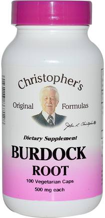 Burdock Root, 500 mg, 100 Veggie Caps by Christophers Original Formulas-Örter, Burdock Rot