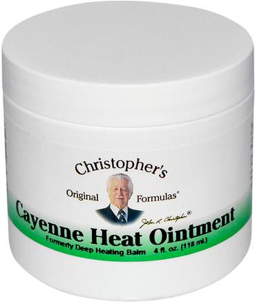 Cayenne Heat Ointment, 4 fl oz (118 ml) by Christophers Original Formulas-Örter, Cayennepeppar (Capsicum)
