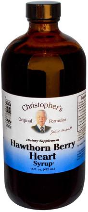 Hawthorn Berry Heart Syrup, 16 fl oz (472 ml) by Christophers Original Formulas-Hälsa, Hjärtkardiovaskulär Hälsa, Hjärtstöd, Örter, Hagtorn