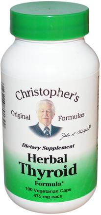 Herbal Thyroid Formula, 475 mg, 100 Veggie Caps by Christophers Original Formulas-Hälsa, Sköldkörtel
