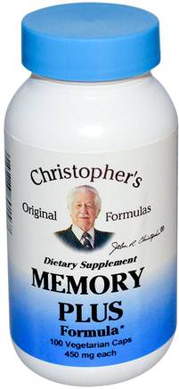 Memory Plus Formula, 450 mg, 100 Veggie Caps by Christophers Original Formulas-Hälsa, Uppmärksamhet Underskott Störning, Lägg Till, Adhd, Hjärna, Minne