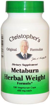 Metaburn Herbal Weight Formula, 450 mg, 100 Veggie Caps by Christophers Original Formulas-Hälsa, Kost