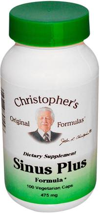 Sinus Plus Formula, 475 mg, 100 Veggie Caps by Christophers Original Formulas-Hälsa, Nasal Hälsa, Nasal