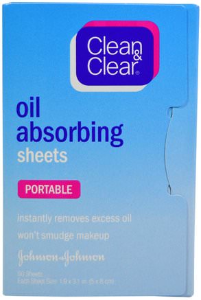 Oil Absorbing Sheets, Portable, 50 Sheets by Clean & Clear-Skönhet, Ansiktsvård, Hudtyp Combo Till Fet Hud, Ansiktsservetter