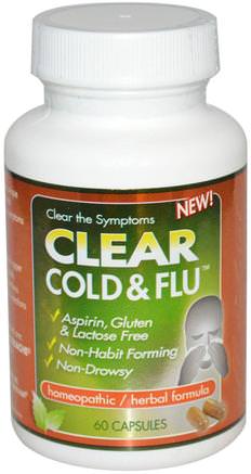 Clear Cold & Flu, 60 Capsules by Clear Products-Kosttillskott, Homeopati, Kall Influensa Och Viral, Kall Och Influensa