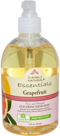 Essential, Glycerine Hand Soap, Grapefruit, 12 fl oz (354 ml) by Clearly Natural-Bad, Skönhet, Tvål