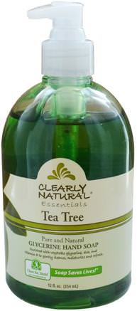 Essential, Glycerine Hand Soap, Tea Tree, 12 fl oz (354 ml) by Clearly Natural-Bad, Skönhet, Tvål