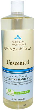 Essential, Glycerine Hand Soap, Unscented, 32 fl oz (946 ml) by Clearly Natural-Bad, Skönhet, Tvål, Påfyllnad