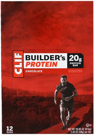 Builders Protein Bar, Chocolate, 12 Bars, 2.4 oz (68 g) Each by Clif Bar-Sport, Protein Barer