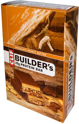 Builders Protein Bar, Peanut Butter Cocoa Dipped Double Decker Crisp, 12 Bars, 2.4 oz (68 g) Each by Clif Bar-Sport, Protein Barer
