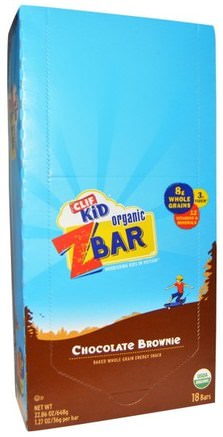 Clif Kid, Organic Z Bar, Chocolate Brownie, 18 Bars, 1.27 oz (36 g) Each by Clif Bar-Kosttillskott, Näringsrika Barer