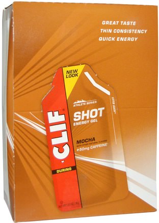 Clif Shot Energy Gel, Mocha, +50 mg Caffeine, 24 Packets, 1.20 oz (34 g) Each by Clif Bar-Sport, Fyllning Av Elektrolytdryck