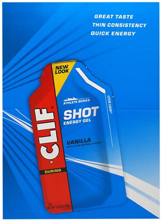 Clif Shot Energy Gel, Vanilla, 24 Packets, 1.20 oz (34 g) Each by Clif Bar-Sport, Fyllning Av Elektrolytdryck