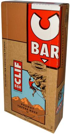 Energy Bar, Peanut Toffee Buzz, 12 Bars, 2.4 oz (68 g) Each by Clif Bar-Sport, Protein Barer