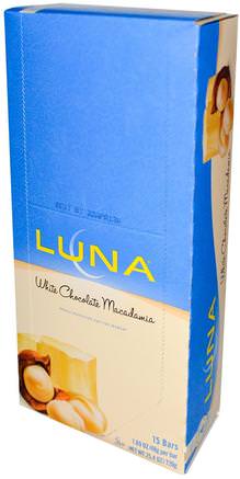 Luna, Whole Nutrition Bar For Women, White Chocolate Macadamia, 15 Bars, 1.69 oz (48 g) Each by Clif Bar-Hälsa, Kvinnor, Kvinnors Sportprodukter