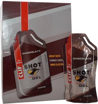 Shot Energy Gel, Chocolate, 24 Packets, 1.2 oz (34 g) Each by Clif Bar-Sport, Fyllning Av Elektrolytdryck