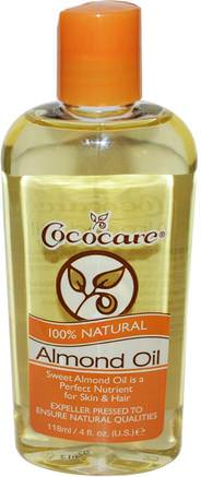 100% Natural Almond Oil, 4 fl oz (118 ml) by Cococare-Hälsa, Hud, Mandelolja Aktuellt, Bad, Skönhet, Hår, Hårbotten