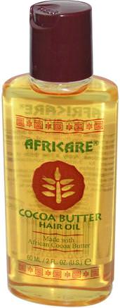Africare, Cocoa Butter Hair Oil, 2 fl oz (60 ml) by Cococare-Hälsa, Hud, Kakaosmör, Massageolja