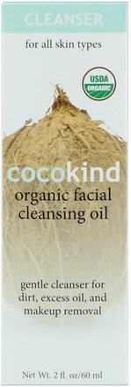 Organic Facial Cleansing Oil, For All Skin Types, 2 fl oz (60 ml) by Cocokind-Hälsa, Hud, Bad, Skönhetsoljor, Ansiktsvårdoljor, Skönhet, Kokosnötolja