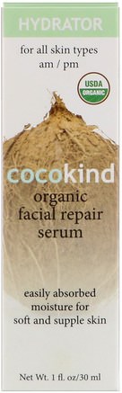Organic Facial Repair Serum, For All Skin Types, 1 fl oz (30 ml) by Cocokind-Bad, Skönhet, Kokosnötolja, Ansiktsvård, Krämer Lotioner, Serum
