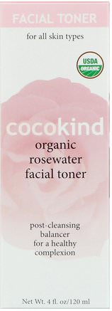 Organic Rosewater Facial Toner, For All Skin Types, 4 fl oz (120 ml) by Cocokind-Skönhet, Ansikts Toner