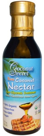 Raw Coconut Nectar, Low Glycemic Sweetener, 12 fl oz (355 ml) by Coconut Secret-Mat, Sötningsmedel, Kokosnöt Sockerkristaller