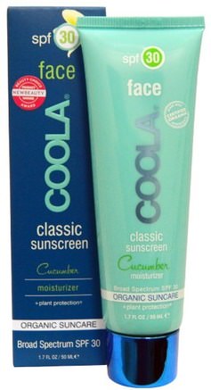 Face, Classic Sunscreen, SPF 30, Cucumber, 1.7 fl oz (50 ml) by COOLA Organic Suncare Collection-Bad, Skönhet, Solskyddsmedel, Spf 30-45