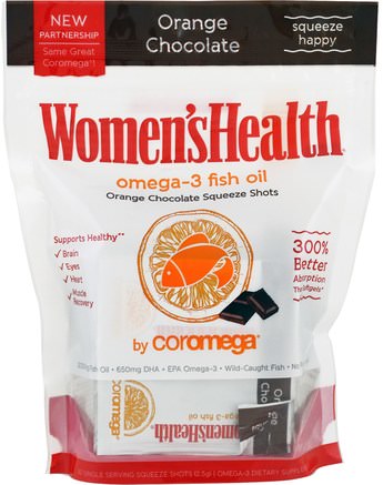 Omega-3 Fish Oil, Orange Chocolate Squeeze Shots, 30 Single Serving Squeeze Shots, 2.5 g Each by Coromega-Kosttillskott, Efa Omega 3 6 9 (Epa Dha), Dha, Epa, Fiskolja