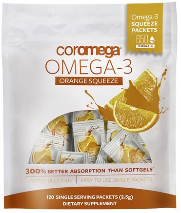 Omega-3, Orange Squeeze, 120 Packets, (2.5 g) Each by Coromega-Kosttillskott, Efa Omega 3 6 9 (Epa Dha), Fiskolja