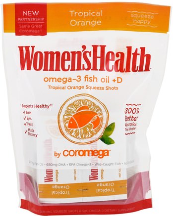 Womens Health, Omega-3 Fish Oil + D, Tropical Orange, 30 Packets, 2.5 g Each by Coromega-Kosttillskott, Efa Omega 3 6 9 (Epa Dha), Dha, Epa, Fiskolja