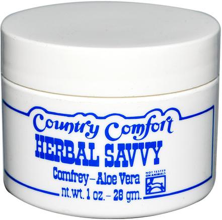 Herbal Savvy, Comfrey-Aloe Vera, 1 oz (28 g) by Country Comfort-Örter, Komfrey, Diapering, Blöja Krämer